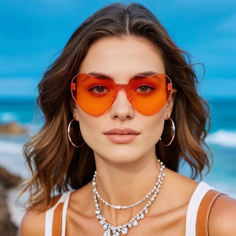 Fengek 30 Pcs Heart Shape Sunglasses Frameless Transparent Glasses Party Favors for Girls, Women in Kuwait