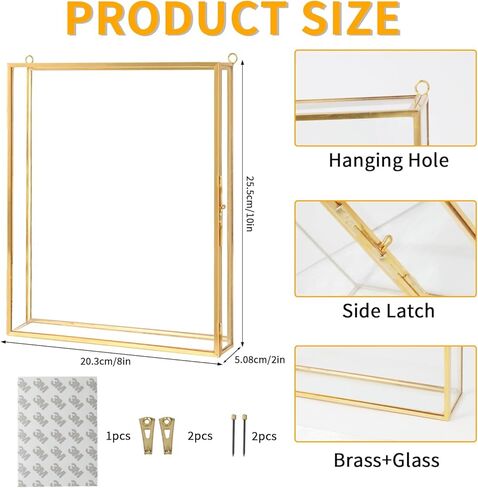 Shadow Box Frame 8x10, Deep Glass Flowers Shadow Box Display Case Vintage Memory Top Loading Shadow Keepsake Box for Dried Flowers, Memorial Keepsakes, Tickets and Photos(Gold) in Kuwait