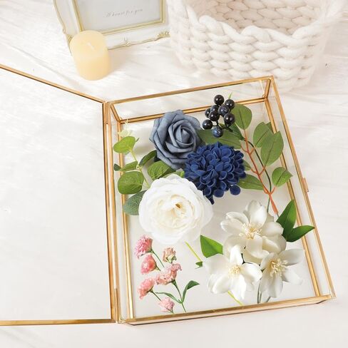 Shadow Box Frame 8x10, Deep Glass Flowers Shadow Box Display Case Vintage Memory Top Loading Shadow Keepsake Box for Dried Flowers, Memorial Keepsakes, Tickets and Photos(Gold) in Kuwait
