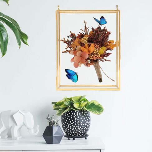 Shadow Box Frame 8x10, Deep Glass Flowers Shadow Box Display Case Vintage Memory Top Loading Shadow Keepsake Box for Dried Flowers, Memorial Keepsakes, Tickets and Photos(Gold) in Kuwait