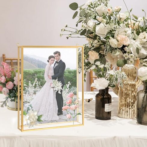 Shadow Box Frame 8x10, Deep Glass Flowers Shadow Box Display Case Vintage Memory Top Loading Shadow Keepsake Box for Dried Flowers, Memorial Keepsakes, Tickets and Photos(Gold) in Kuwait