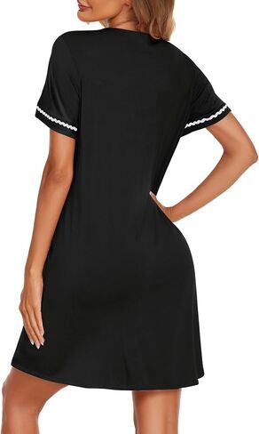 Ekouaer Lightgowns for Women Button Down Sleep Shirt Shirt Sleeve Night Shirt Soft Pajama Dress V V Deck Sleep With with Mobilets in Kuwait