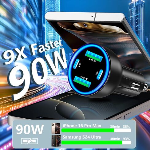 USB C Car Charger, Rombica 2Pack 3-Port 67W Dual PD USB-C&USB-A Car Power Cigarette Lighter USB Charger 3 in 1 PD/QC Type C Fast Car Charging for iPhone 16 16 Pro 15 14 13 12/Galaxy S24 S23/Pixel/iPad in Kuwait