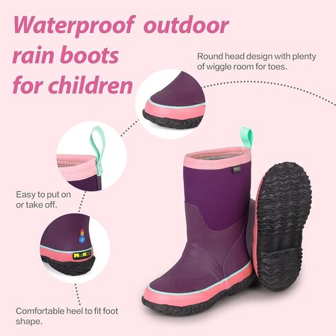 MCIKCC Kids Rain Boots - Waterproof Neoprene Snow Boots for Boys Toddlers, Non-Slip Winter Mud Boots with Warm Lining (Multiple Sizes) in Saudi Arabia