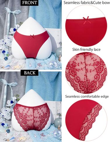 Hibluco Ice Silk Underwear Lace Women Panties Sexy Hipsters No Show Briefs in Saudi Arabia