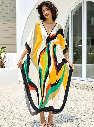Caftans for Women Beach Cover Up Swimsuit Coverups Swimwear Tropical Dresses 2025 Summer Kaftan Dress in Saudi Arabia