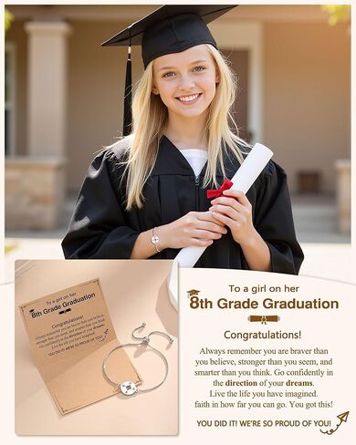 5th/8th Grade Graduation Gifts, Silver Adjustable Compass Bracelet for Her in Kuwait