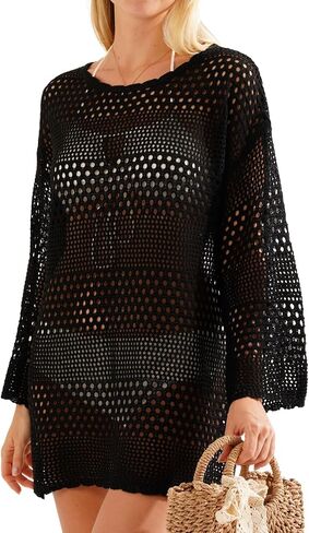 Sightor Crochet Cover Up for Women Swimsuit Bathing Suit 2025 Summer Swimwear Mesh Knit Beach Dress Hollow Out Swim Cover Up in Saudi Arabia