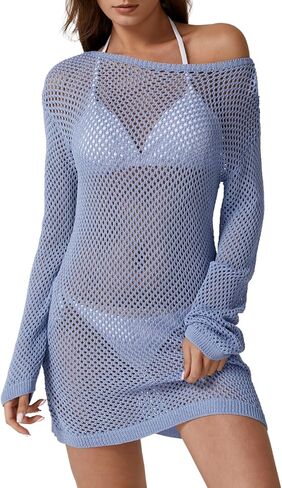 Qinsen Womens crochet بدلات الاستحمام التستر على القارب الشبكة الشاطئ متماسكة ملابس السباحة ملابس العطلات in Kuwait