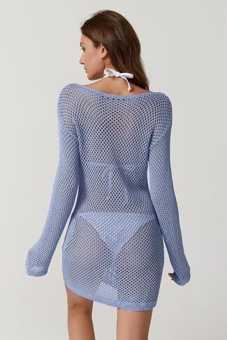 Qinsen Womens crochet بدلات الاستحمام التستر على القارب الشبكة الشاطئ متماسكة ملابس السباحة ملابس العطلات in Kuwait