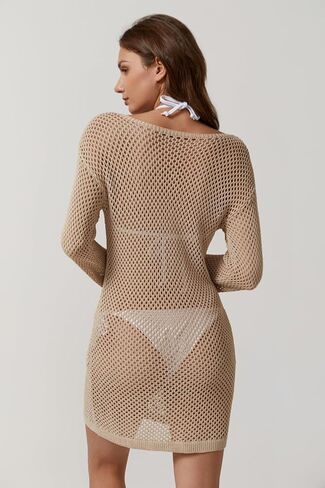 Qinsen Womens crochet بدلات الاستحمام التستر على القارب الشبكة الشاطئ متماسكة ملابس السباحة ملابس العطلات in Kuwait