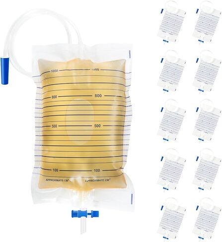 5 Packs Urinary Leg Bags 1000ml Urinary Drainage Bags with Easy Drain T Tap Switch and Anti-Reflux Valve Night Bags Easy Flip Drain Urine Bag in Kuwait