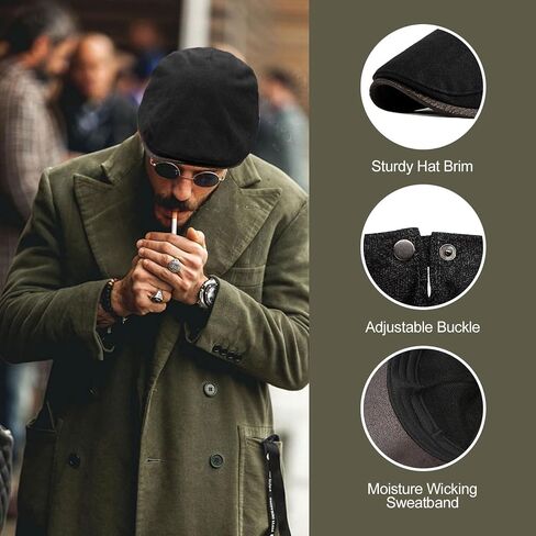 YAMEIZE Retro Flat Cap Newsboy Hat - for Men Ivy Peaky Cap Cabbie Cotton Beret Baker Boy's Hat Flat Cap Driving Outdoor in Saudi Arabia