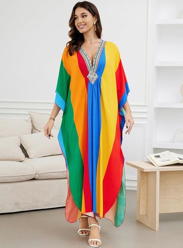 Caftans for Women Beach Cover Up Swimsuit Coverups Swimwear Tropical Dresses 2025 Summer Kaftan Dress in Kuwait