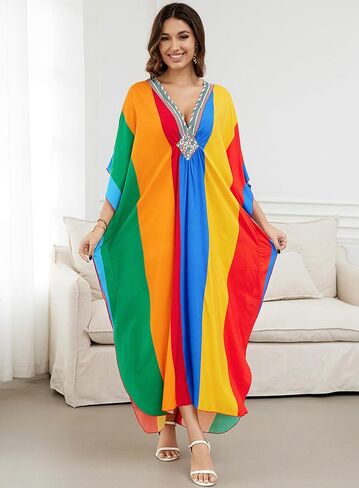 Caftans for Women Beach Cover Up Swimsuit Coverups Swimwear Tropical Dresses 2025 Summer Kaftan Dress in Kuwait
