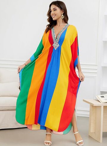 Caftans for Women Beach Cover Up Swimsuit Coverups Swimwear Tropical Dresses 2025 Summer Kaftan Dress in Kuwait