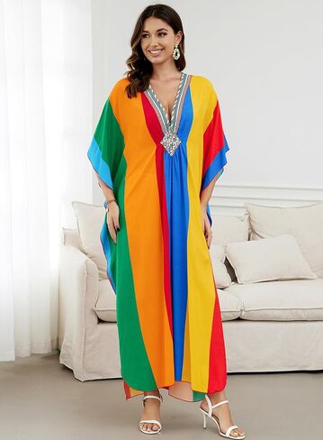 Caftans for Women Beach Cover Up Swimsuit Coverups Swimwear Tropical Dresses 2025 Summer Kaftan Dress in Kuwait