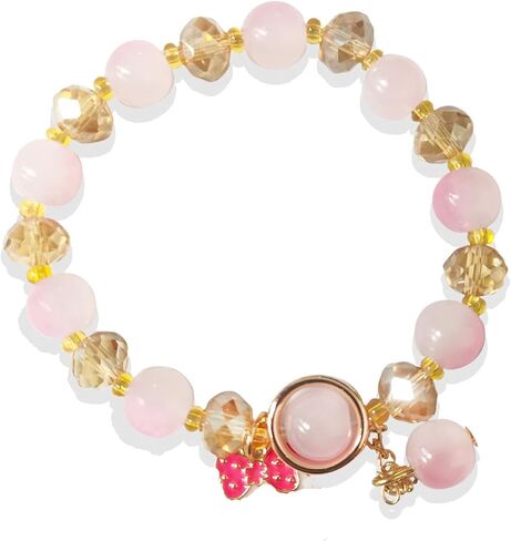 Kawaii Crystal Beads Cartoon Charm Bracelets - 8mm Crystal Beads Elastic Beaded Bracelets, Cute Jewelry Gift for Girls, Birthday, Party Favors, Friendship Gifts in Saudi Arabia