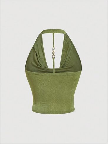 SOLY HUX Women's Plus Size Halter Draped Front Backless Tank Top Sleeveless Y2k Crop Tops in Saudi Arabia