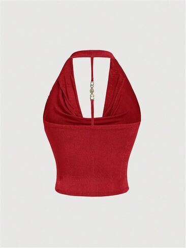 SOLY HUX Women's Plus Size Halter Draped Front Backless Tank Top Sleeveless Y2k Crop Tops in Saudi Arabia