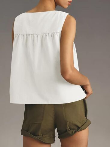 Cicy Bell Womens Peplum Babydoll Tank Tops Summer Sleeveless Loose T Shirts Casual Shirred Flowy Tops in Saudi Arabia