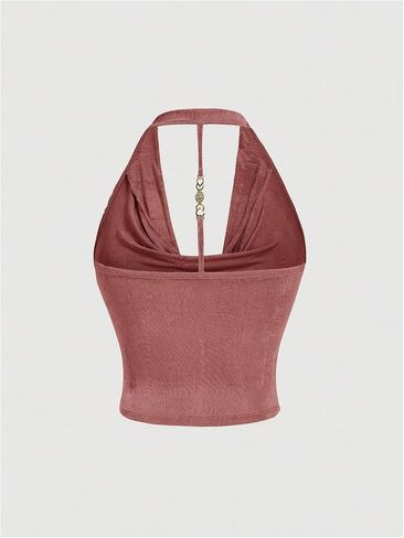 SOLY HUX Women's Plus Size Halter Draped Front Backless Tank Top Sleeveless Y2k Crop Tops in Saudi Arabia