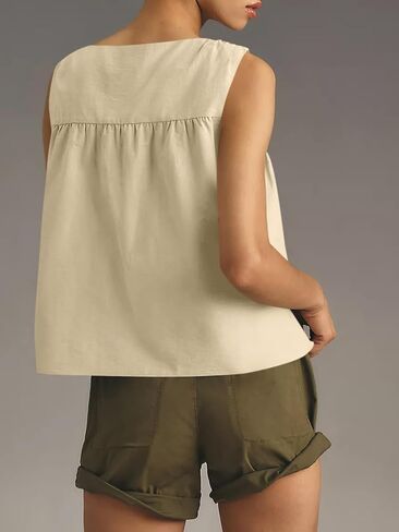 Cicy Bell Womens Peplum Babydoll Tank Tops Summer Sleeveless Loose T Shirts Casual Shirred Flowy Tops in Kuwait