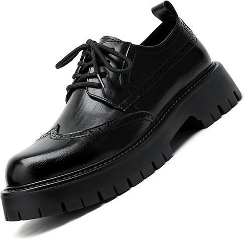 Men's Platform Wingtip Brogue Dress Shoes Vintage Leather Oxford Derby Shoes Casual Work Business Dress Office Shoes in Saudi Arabia