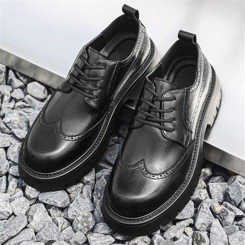 Men's Platform Wingtip Brogue Dress Shoes Vintage Leather Oxford Derby Shoes Casual Work Business Dress Office Shoes in Saudi Arabia