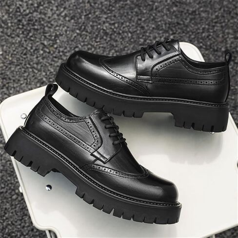 Men's Platform Wingtip Brogue Dress Shoes Vintage Leather Oxford Derby Shoes Casual Work Business Dress Office Shoes in Saudi Arabia