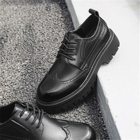 Men's Platform Wingtip Brogue Dress Shoes Vintage Leather Oxford Derby Shoes Casual Work Business Dress Office Shoes in Saudi Arabia