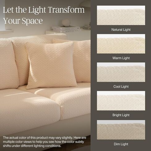 Magic Sofa Cover - Classic Pet-Proof Sofa Seat Cover - Small, Ivory Beige - Easy Installation, Stain Resistant, Machine Washable, Stretchy Covers for Sectional Couches and Sofas in Saudi Arabia