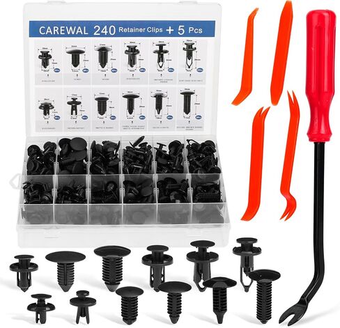 240 Pcs Bumper Clips Car Clips Plastic Rivets of 12 Most Popular Sizes and 5 Fastener Removers Fasteners Push Retainer Kit Auto Push Pin Rivets Set in Saudi Arabia