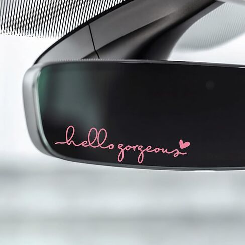 3X Hello Beautiful Rearview Mirror Decal, Cute Car Decals for Women, Car Stickers and Decals, Rear View Mirror Sticker, Rearview Mirror Accessories (Hello Beautiful White) in Kuwait
