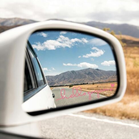 3X Hello Beautiful Rearview Mirror Decal, Cute Car Decals for Women, Car Stickers and Decals, Rear View Mirror Sticker, Rearview Mirror Accessories (Hello Beautiful White) in Kuwait
