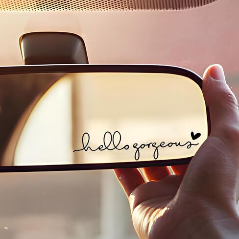 3X Hello Beautiful Rearview Mirror Decal, Cute Car Decals for Women, Car Stickers and Decals, Rear View Mirror Sticker, Rearview Mirror Accessories (Hello Beautiful White) in Kuwait