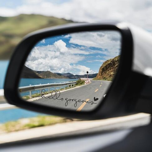 3X Hello Beautiful Rearview Mirror Decal, Cute Car Decals for Women, Car Stickers and Decals, Rear View Mirror Sticker, Rearview Mirror Accessories (Hello Beautiful White) in Kuwait