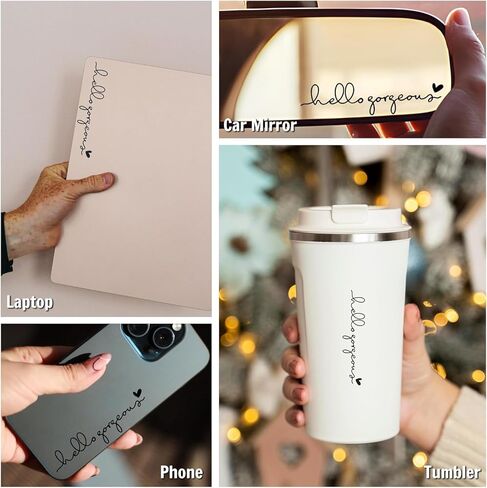 3X Hello Beautiful Rearview Mirror Decal, Cute Car Decals for Women, Car Stickers and Decals, Rear View Mirror Sticker, Rearview Mirror Accessories (Hello Beautiful White) in Kuwait