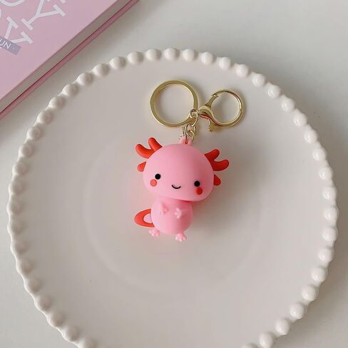 Axolotl Keychain Cute PVC Kawaii Keyrings for Women Backpacks Bags Purses Phones Car Keys in Kuwait
