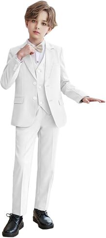 Boys 3 Piece Formal Suit Set Kids Tuxedo Suits Teen Boys Suits for Weddings Complete Outfit in Kuwait