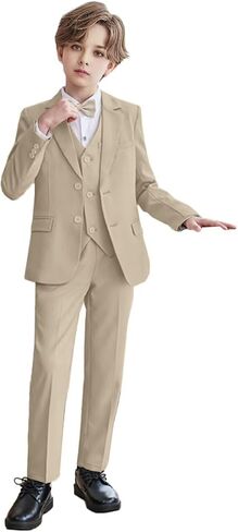 Boys 3 Piece Formal Suit Set Kids Tuxedo Suits Teen Boys Suits for Weddings Complete Outfit in Kuwait
