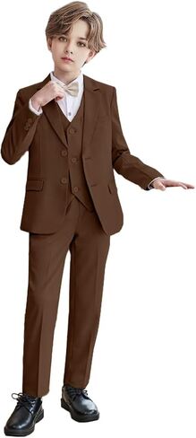 Boys 3 Piece Formal Suit Set Kids Tuxedo Suits Teen Boys Suits for Weddings Complete Outfit in Kuwait