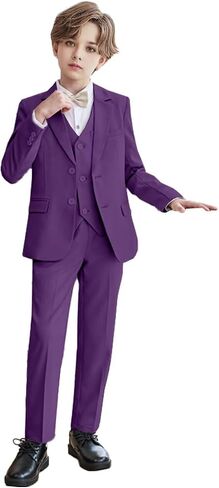 Boys 3 Piece Formal Suit Set Kids Tuxedo Suits Teen Boys Suits for Weddings Complete Outfit in Kuwait