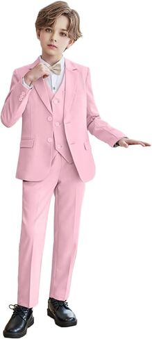 Boys 3 Piece Formal Suit Set Kids Tuxedo Suits Teen Boys Suits for Weddings Complete Outfit in Kuwait