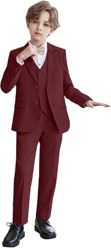Boys 3 Piece Formal Suit Set Kids Tuxedo Suits Teen Boys Suits for Weddings Complete Outfit in Kuwait