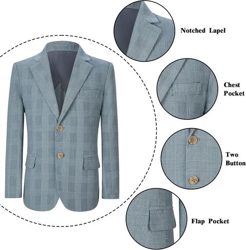Boys Formal Blazer Jacket Two Button Slim Fit Casual Sport Coat for Kids Tuxedo for Wedding Banquet Prom Size 2-20 in Saudi Arabia