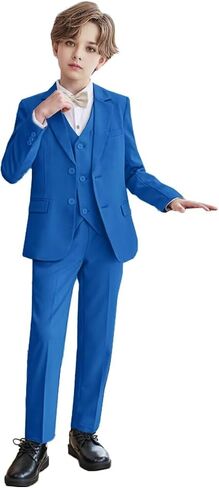 Boys 3 Piece Formal Suit Set Kids Tuxedo Suits Teen Boys Suits for Weddings Complete Outfit in Kuwait