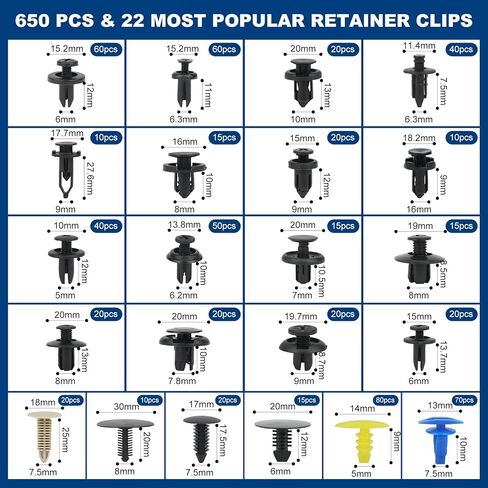 240 Pcs Bumper Clips Car Clips Plastic Rivets of 12 Most Popular Sizes and 5 Fastener Removers Fasteners Push Retainer Kit Auto Push Pin Rivets Set in Saudi Arabia