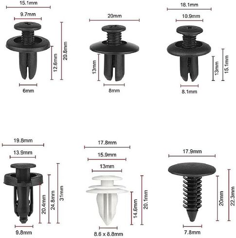 240 PCS Clips Clips Car Clips مسامير بلاستيكية من 12 أحجامًا شعبية و 5 أدوات التثبيت المزيلات الثابت in Saudi Arabia