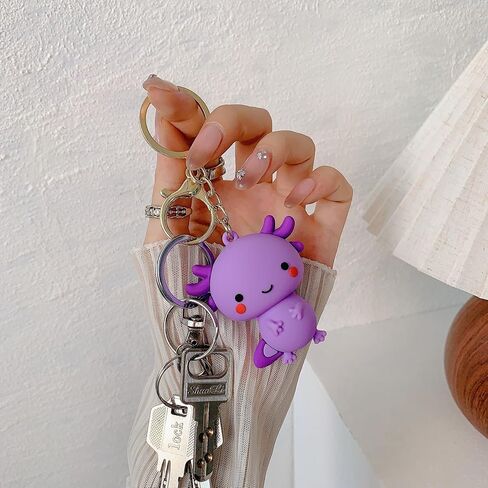 Axolotl Keychain Cute PVC Kawaii Keyrings for Women Backpacks Bags Purses Phones Car Keys in Kuwait